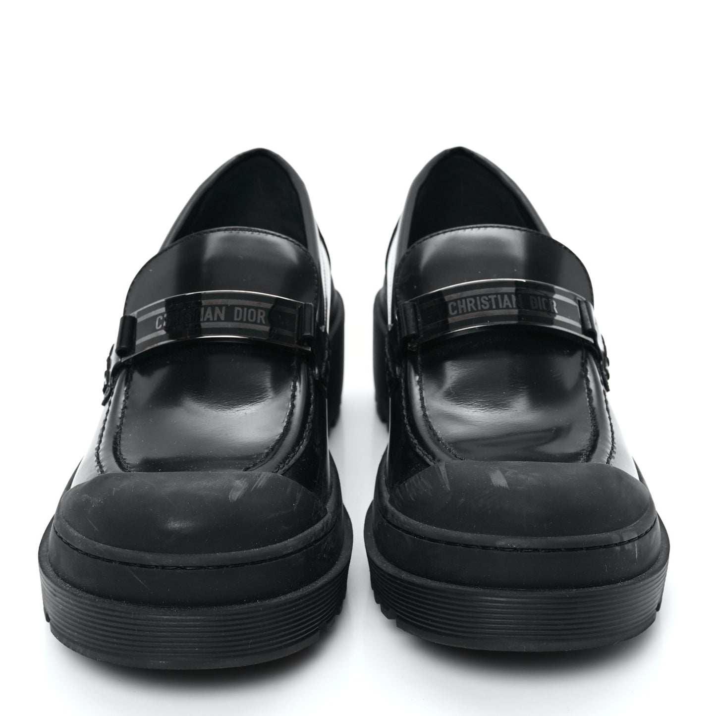 Brushed Calfskin Dior Code Lug Sole Platform 35mm Loafers 41 Black