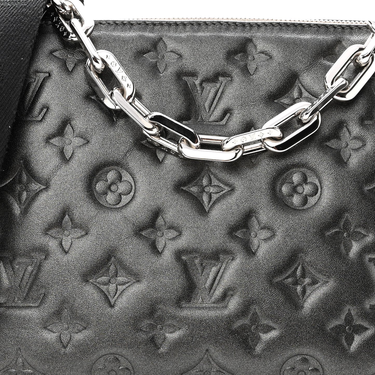Lambskin Embossed Monogram Coussin PM Anthracite