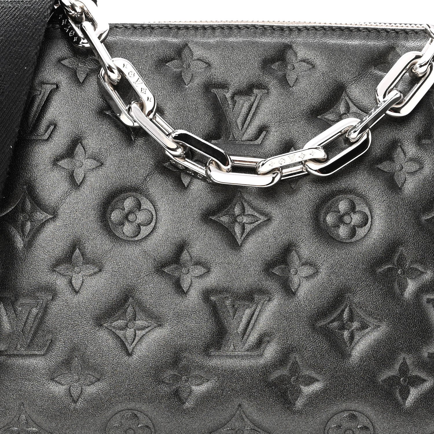 Louis Vuitton Lambskin Embossed Monogram Coussin PM Anthracite 8 of 10