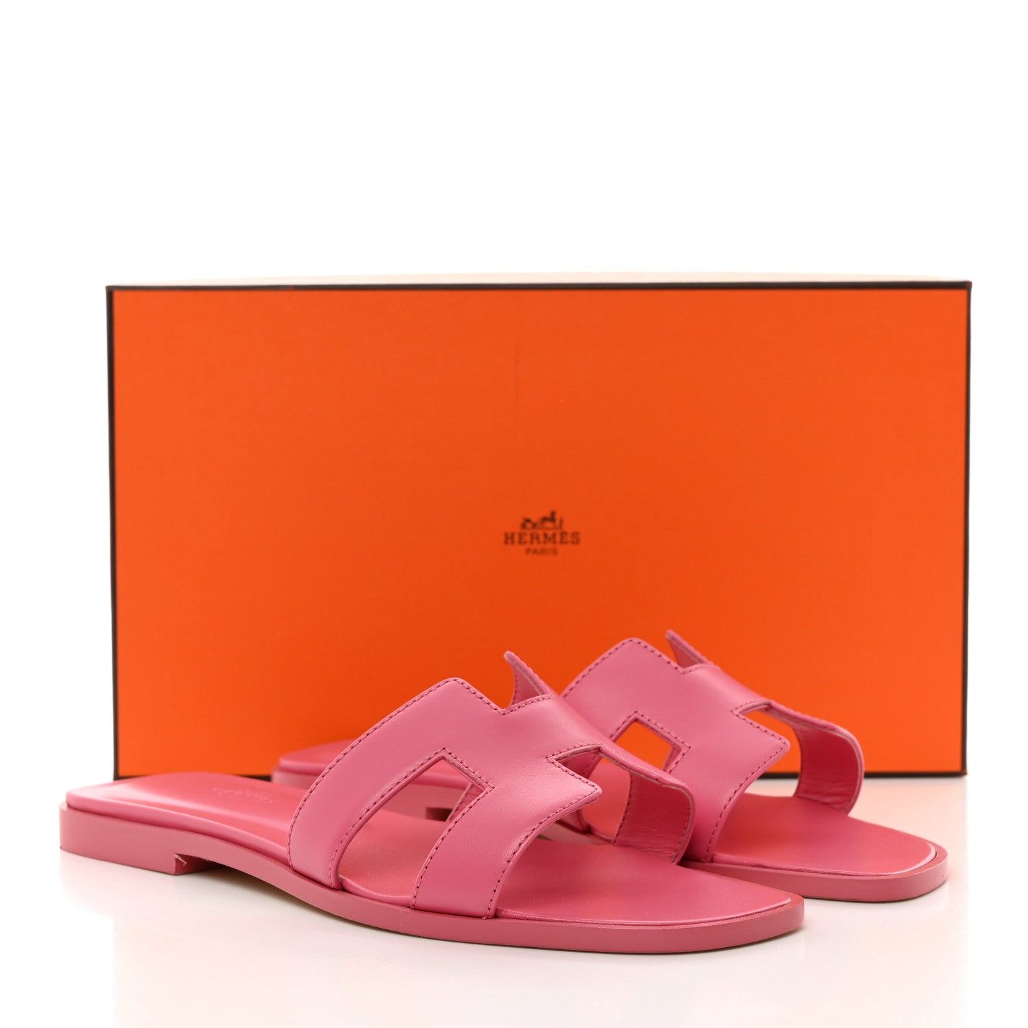 Hermes Box Calfskin Oran Sandals 36 Rose Boise 9 of 9