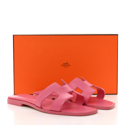 Hermes Box Calfskin Oran Sandals 36 Rose Boise 9 of 9
