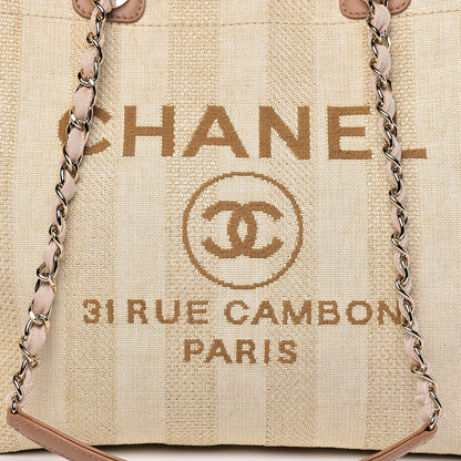 Chanel Mixed Fibers Striped Large Deauville Tote Beige 10 of 10