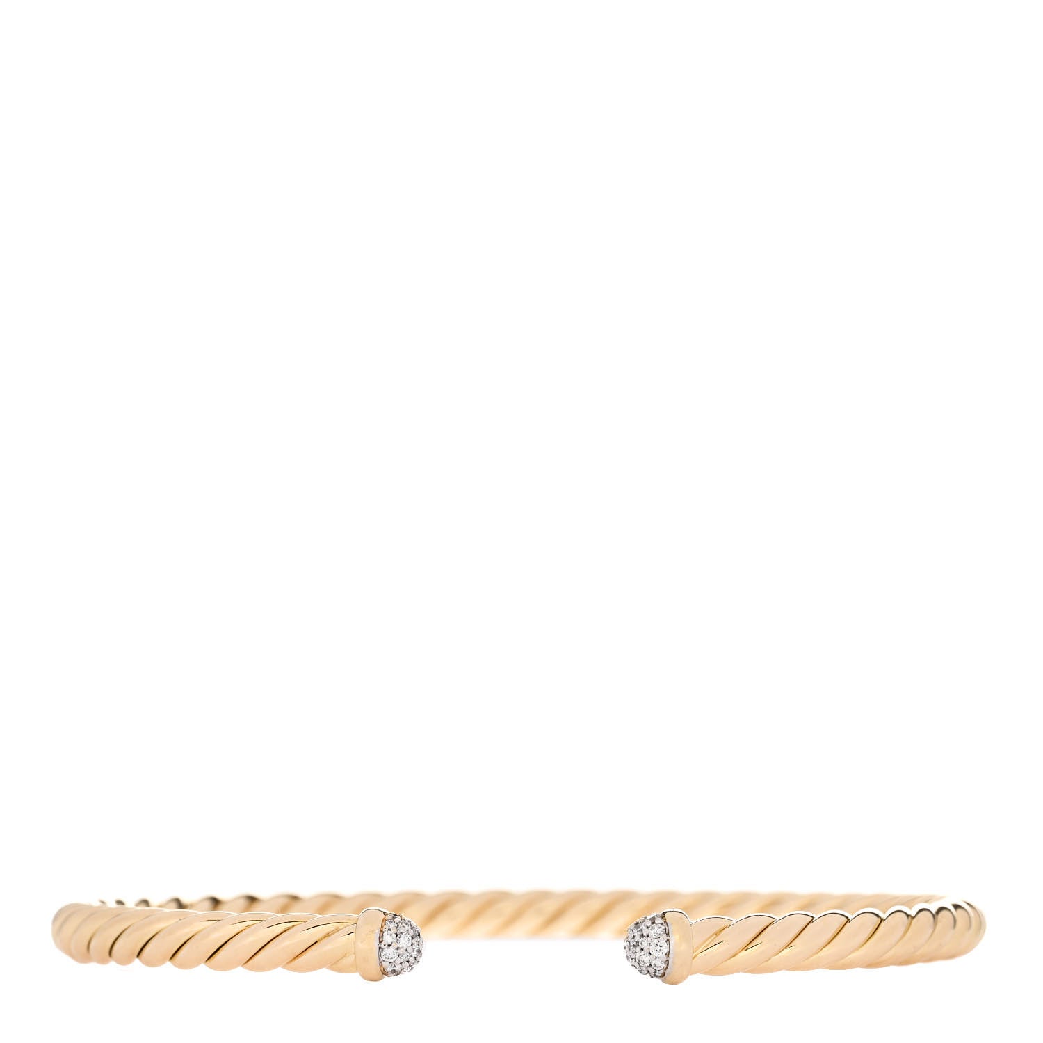 David Yurman 18K Yellow Gold Diamond 4mm Cablespira Bracelet 1 of 3
