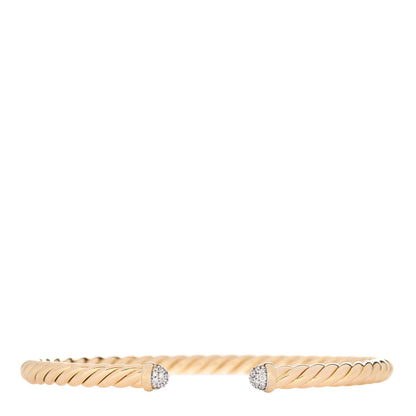 David Yurman 18K Yellow Gold Diamond 4mm Cablespira Bracelet 1 of 3