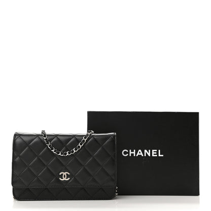 Chanel Lambskin Quilted Wallet On Chain WOC Black 12 of 12