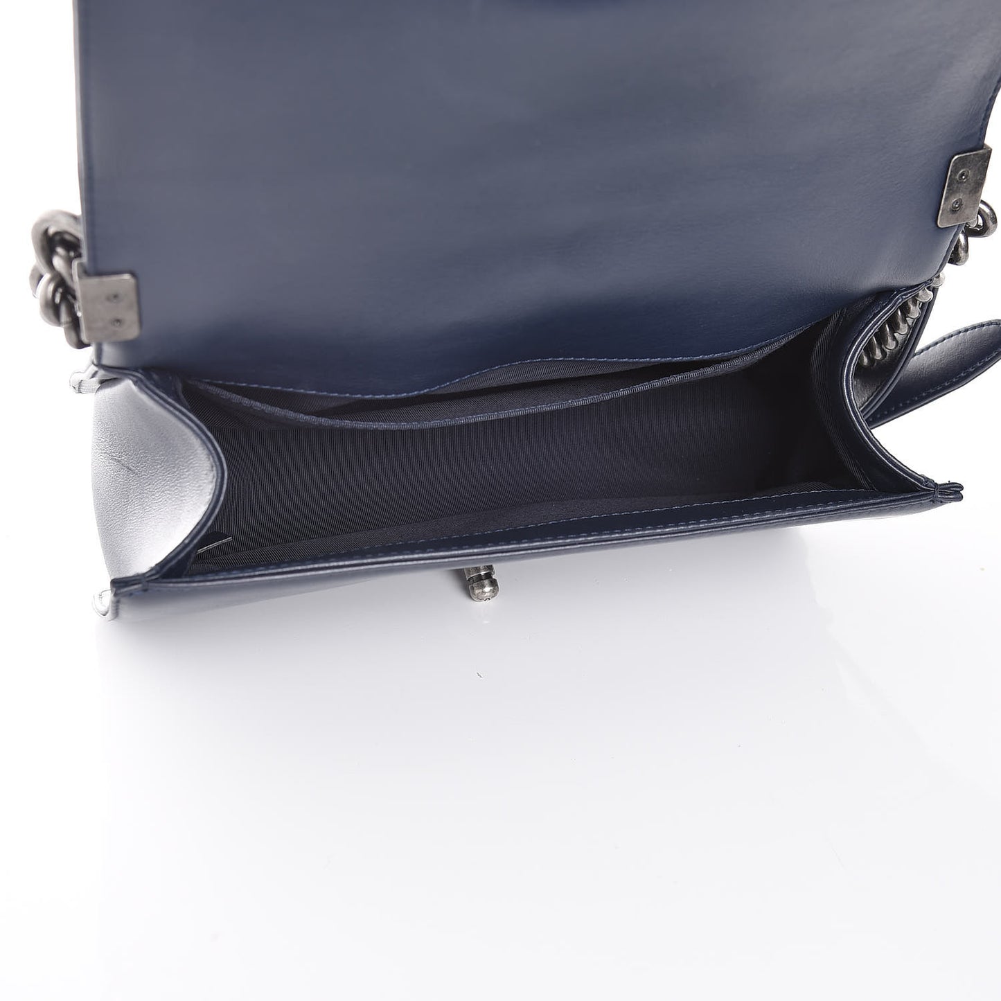 Lambskin Quilted Medium Boy Flap Dark Blue