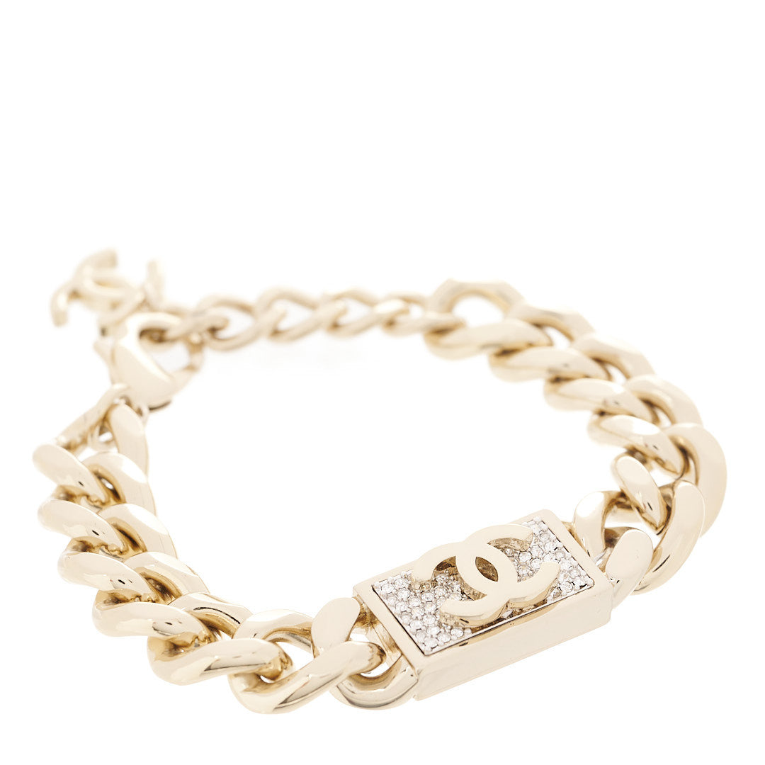 Chanel Crystal Chain CC Bracelet Gold 1 of 4