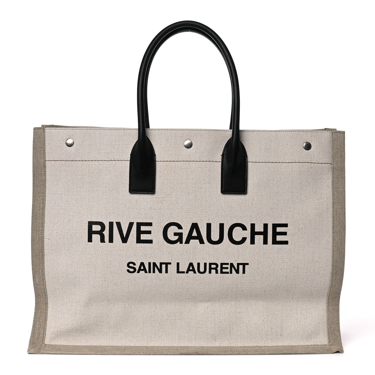 Saint Laurent Linen Calfskin Rive Gauche Tote Optic White 1 of 15