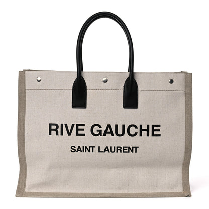 Saint Laurent Linen Calfskin Rive Gauche Tote Optic White 1 of 15