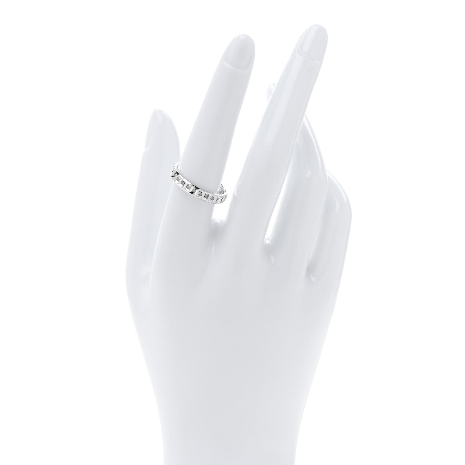Tiffany 18K White Gold Narrow T True Band Ring 57 8 2 of 5