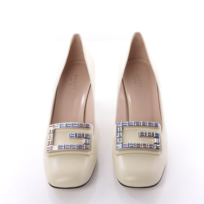 Gucci Malaga Kid Crystal Square G Madelyn Mid Heel Loafer Pumps 39 White 10 of 11