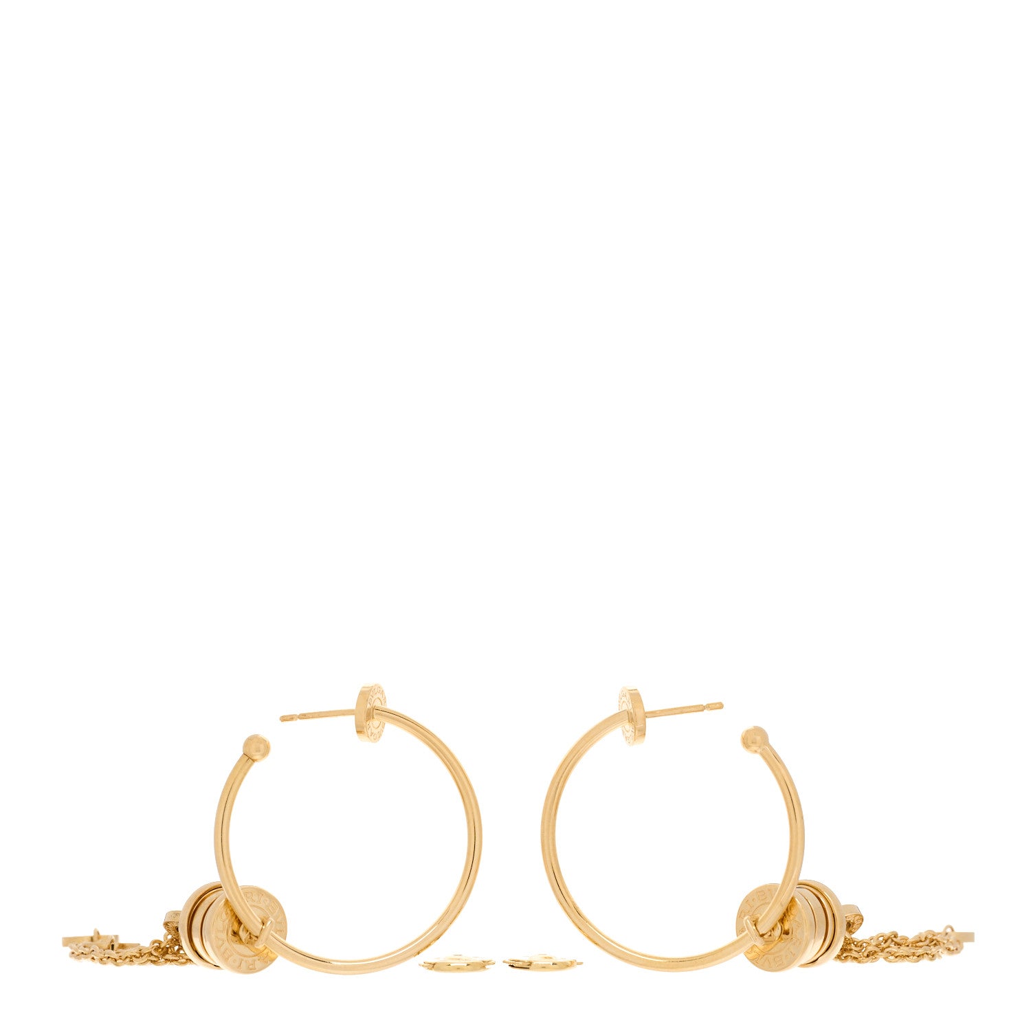 Bulgari 18K Yellow Gold B.Zero1 Hoop Earrings 3 of 4