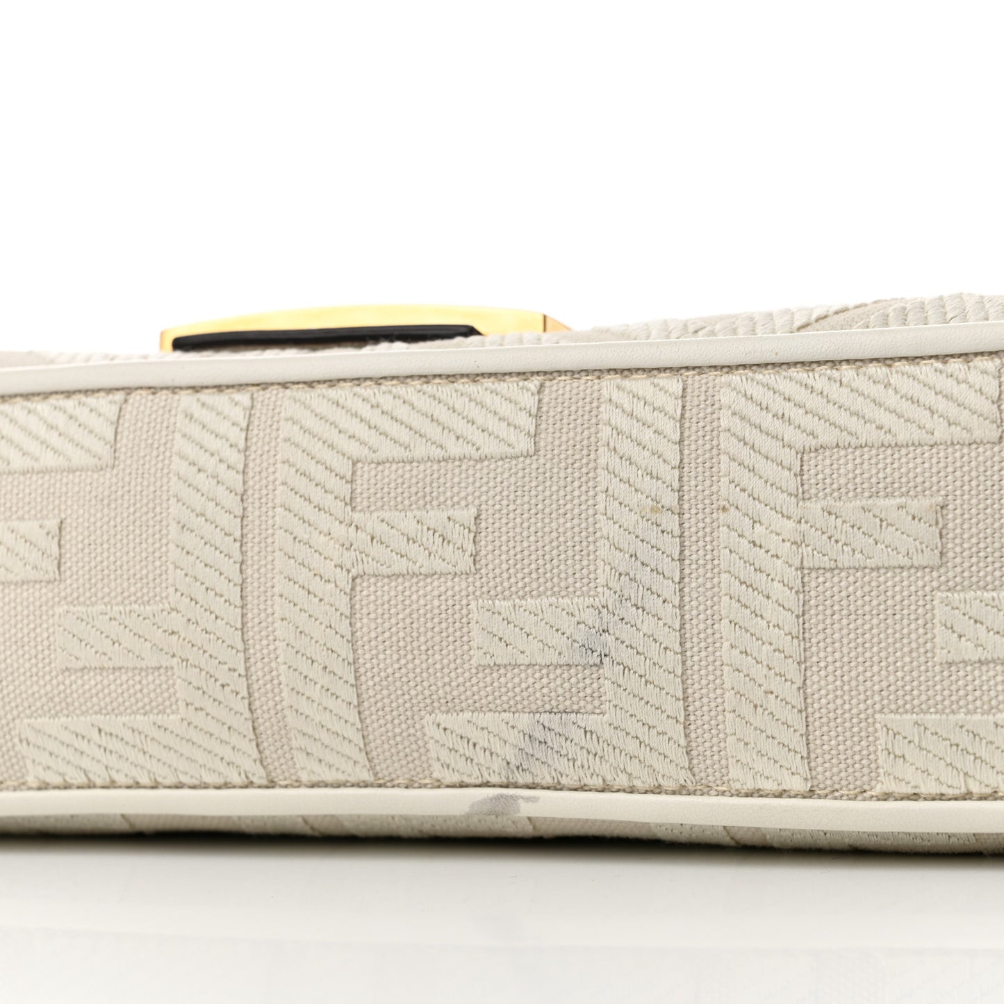 Canvas Vitello King Extra Strap FF Embroidered Baguette White Ice