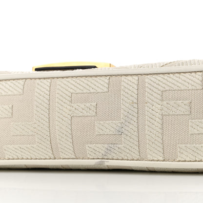 Fendi Canvas Vitello King Extra Strap FF Embroidered Baguette White Ice 10 of 12