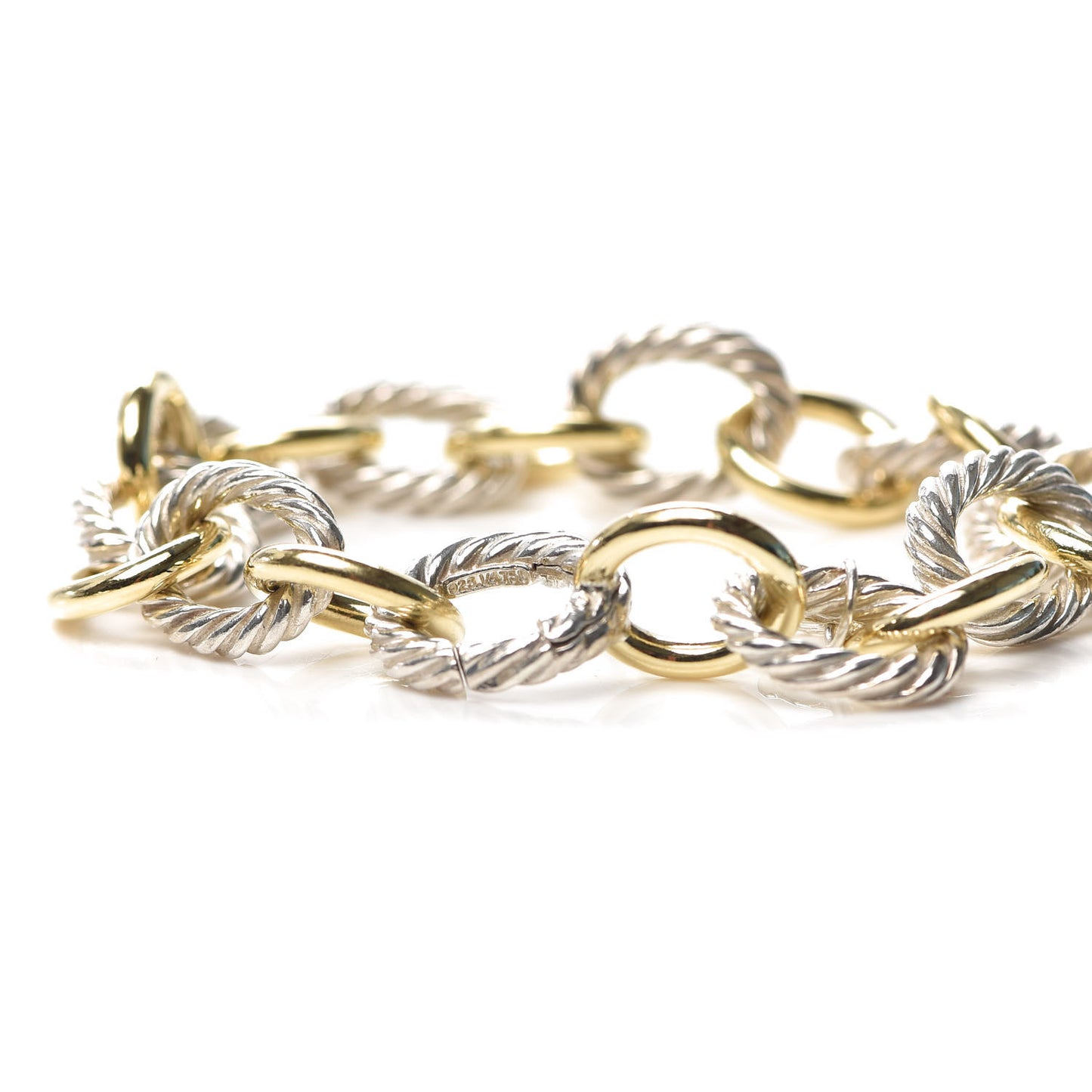Sterling Silver 18K Yellow Gold 12mm Large Oval Link Bracelet