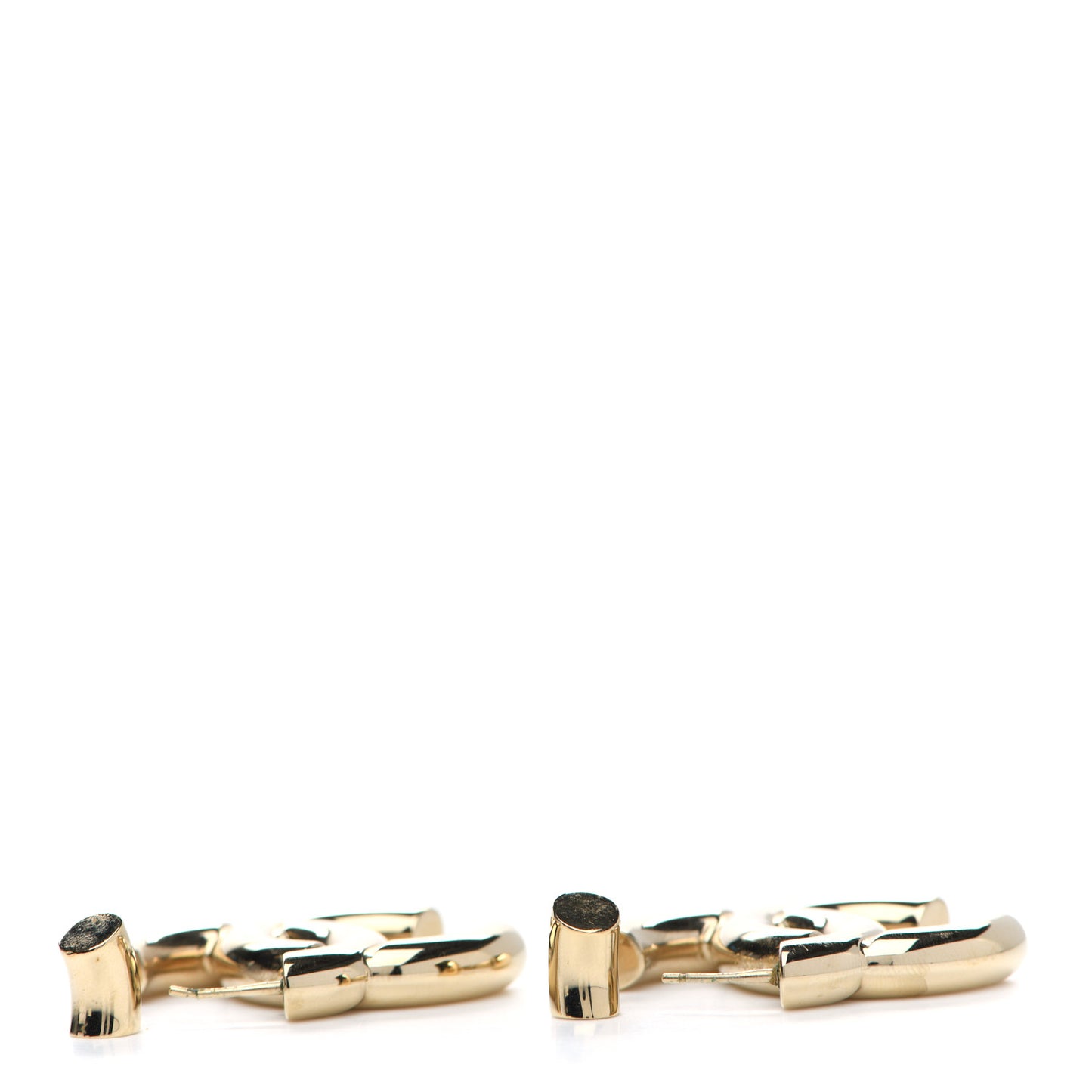 Metal Large CC Earrings Light Gold