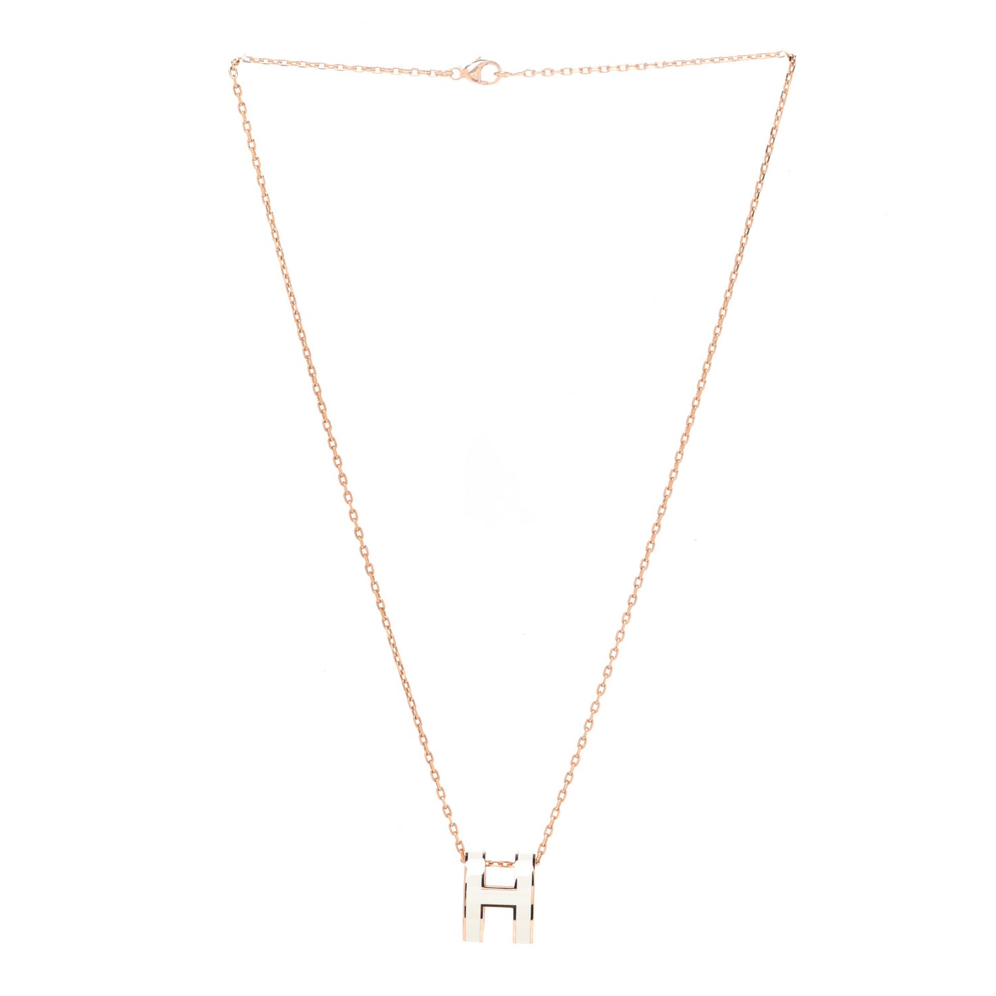 Lacquered Rose Gold Pop H Pendant Necklace White