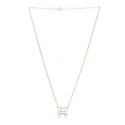 Hermes Lacquered Rose Gold Pop H Pendant Necklace White 3 of 8