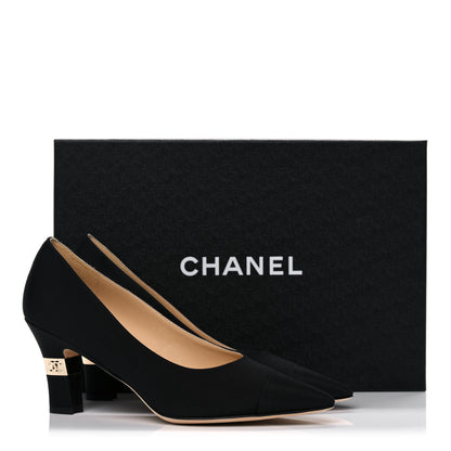 Chanel Grosgrain Cap Toe CC Pumps 36.5 Black 9 of 9