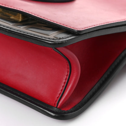 Fendi Vitello Century F is Fendi Bi-Color FF 1974 Embossed Small Kan I Shoulder Bag Fragola Maya Black 8 of 8