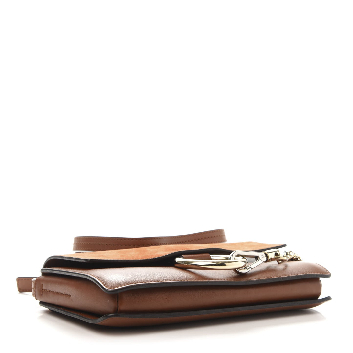 Suede Calfskin Small Faye Shoulder Bag Tobacco