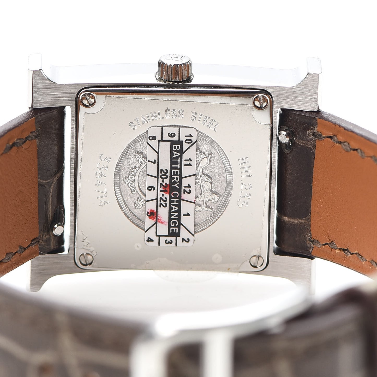 Stainless Steel Alligator Diamond Bezel Mother of Pearl 21mm Heure H Hour Quartz Watch Gris Elephant