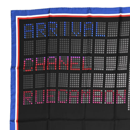 Chanel Silk CC Arrival Departures Square Scarf Blue Multicolor 2 of 3