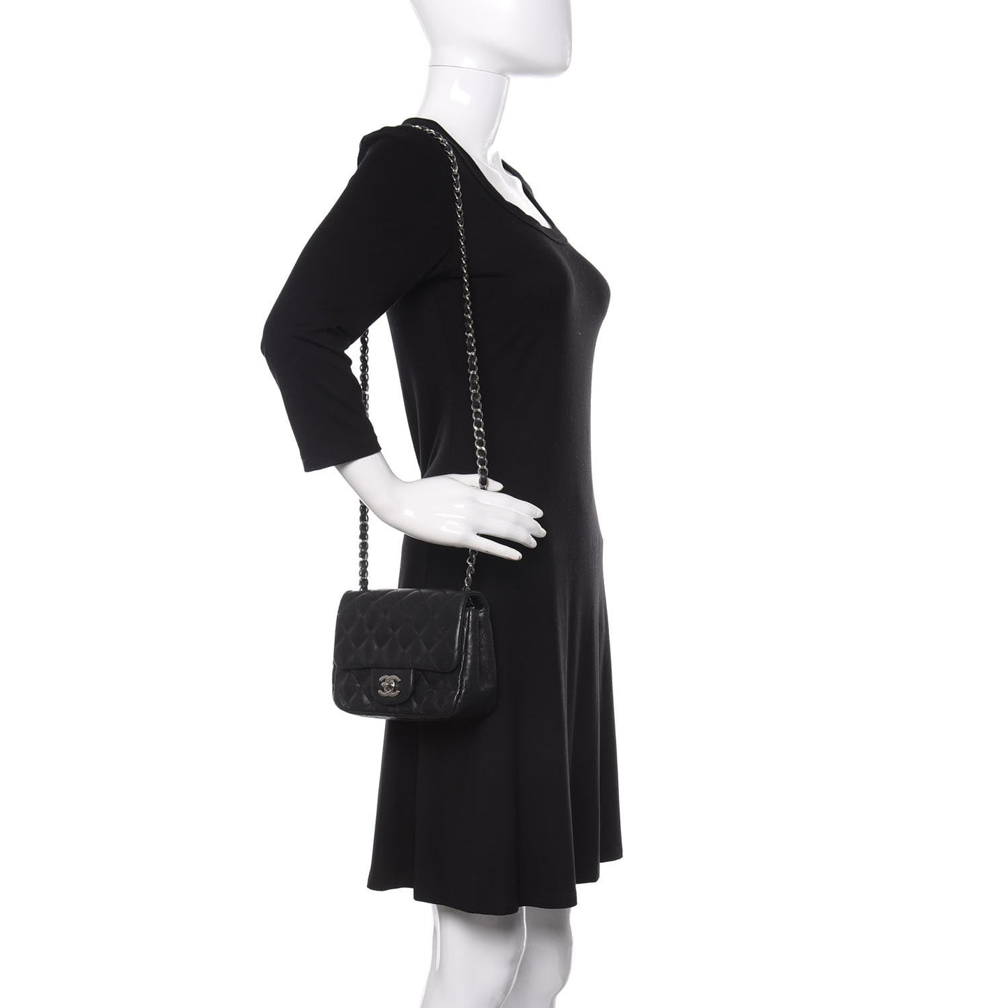 Lambskin Quilted Mini Square Flap Black