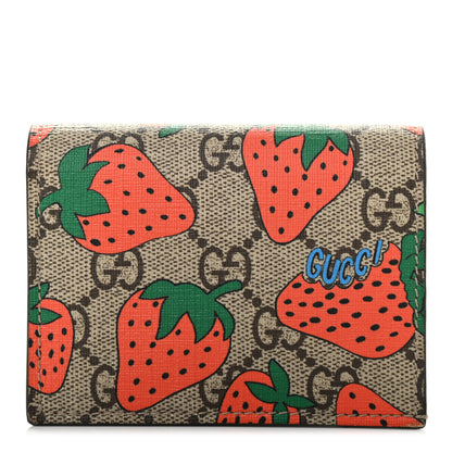 Gucci GG Supreme Monogram Strawberry Card Case 1 of 7