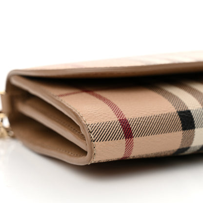 Burberry Haymarket Check Henley Wallet On Chain Mid Camel 9 of 14