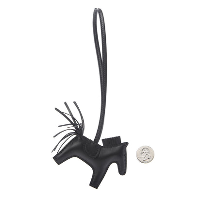 Hermes Milo Lambskin Grigri Rodeo Horse Bag Charm PM So Black 2 of 5