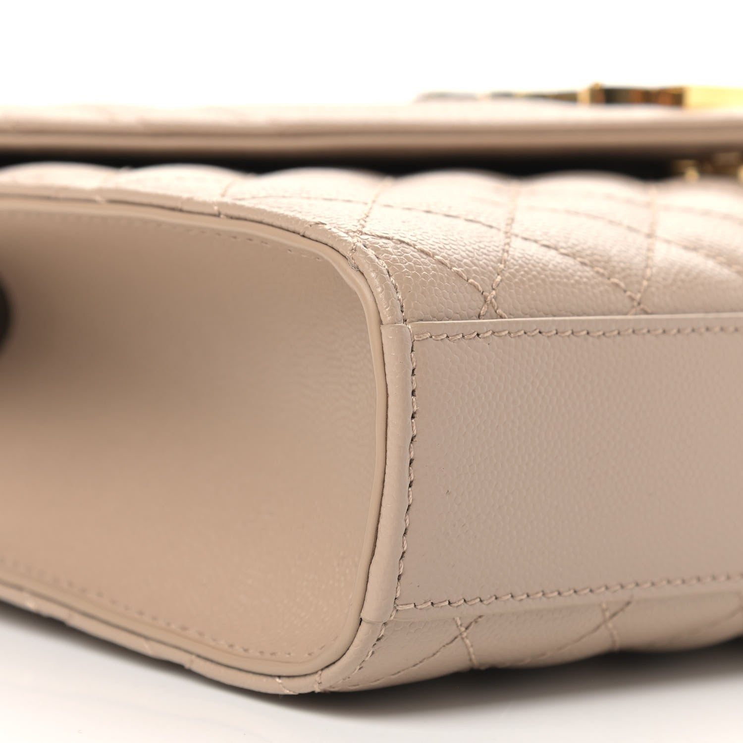 Saint Laurent Grain De Poudre Textured Mixed Matelasse Medium Triquilt Monogram Satchel Dark Beige 8 of 10