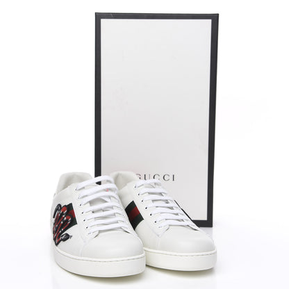 Gucci Calfskin Ayers Kingsnake Embroidered Mens Ace Sneakers 11 Green Red 10 of 11