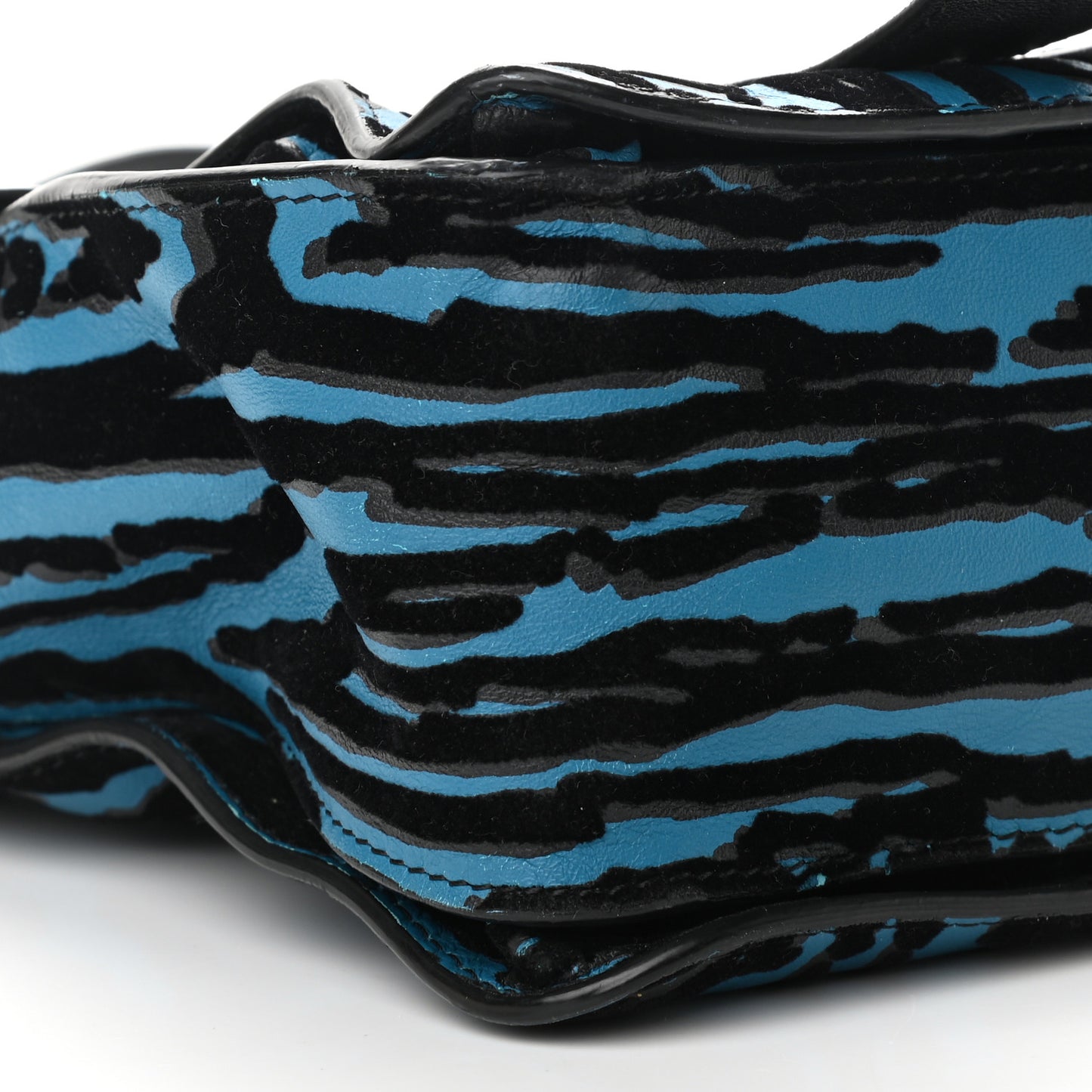 Lambskin Velvet Medium Woodgrain PS1 Satchel Teal Black