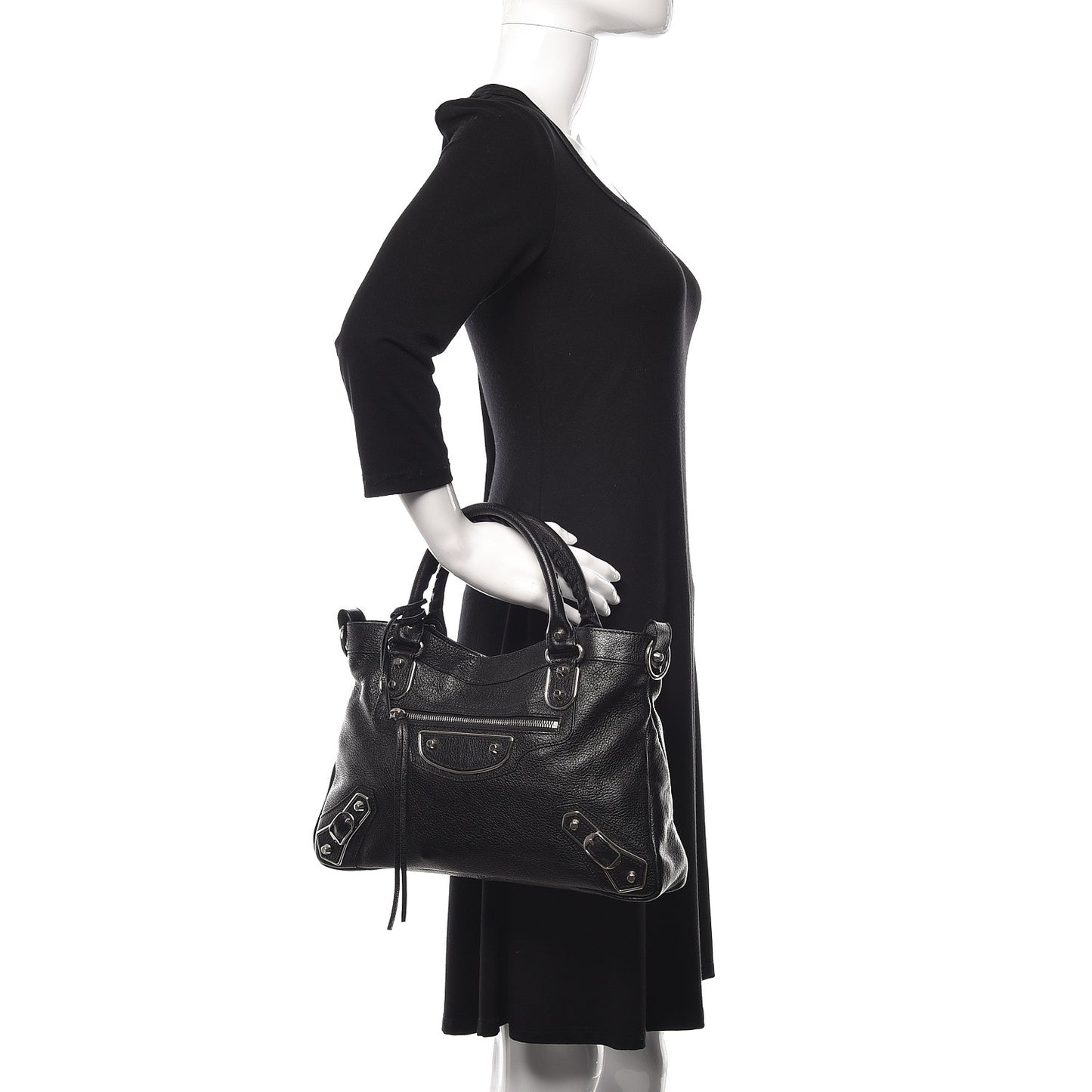 Chevre Silver Metallic Edge Hardware Town Black