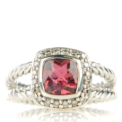 David Yurman Sterling Silver Diamond Pink Tourmaline 7mm Petite Albion Ring 52 6 1 of 5