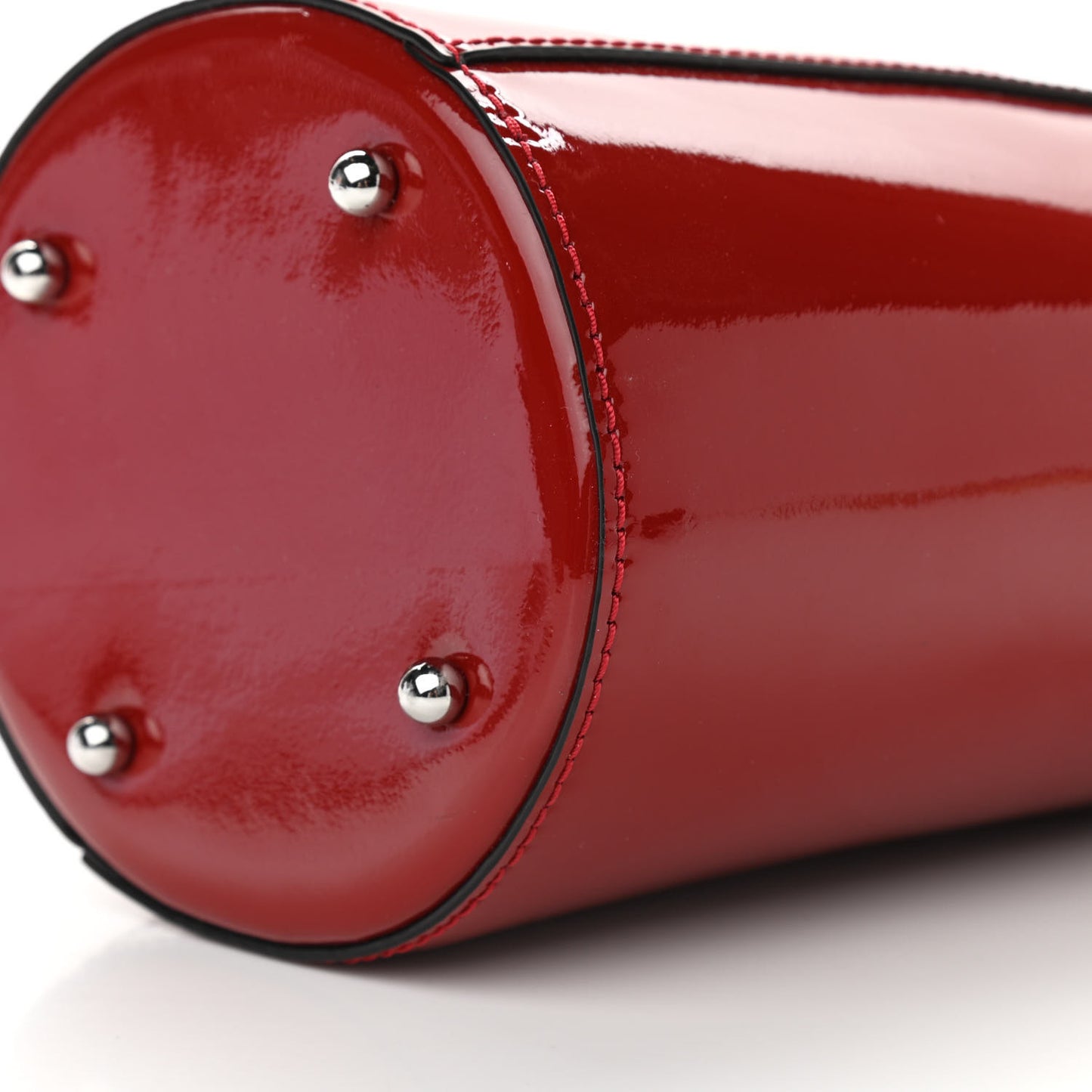 Patent Roxy Mini Chain Bucket Red Silver Hardware