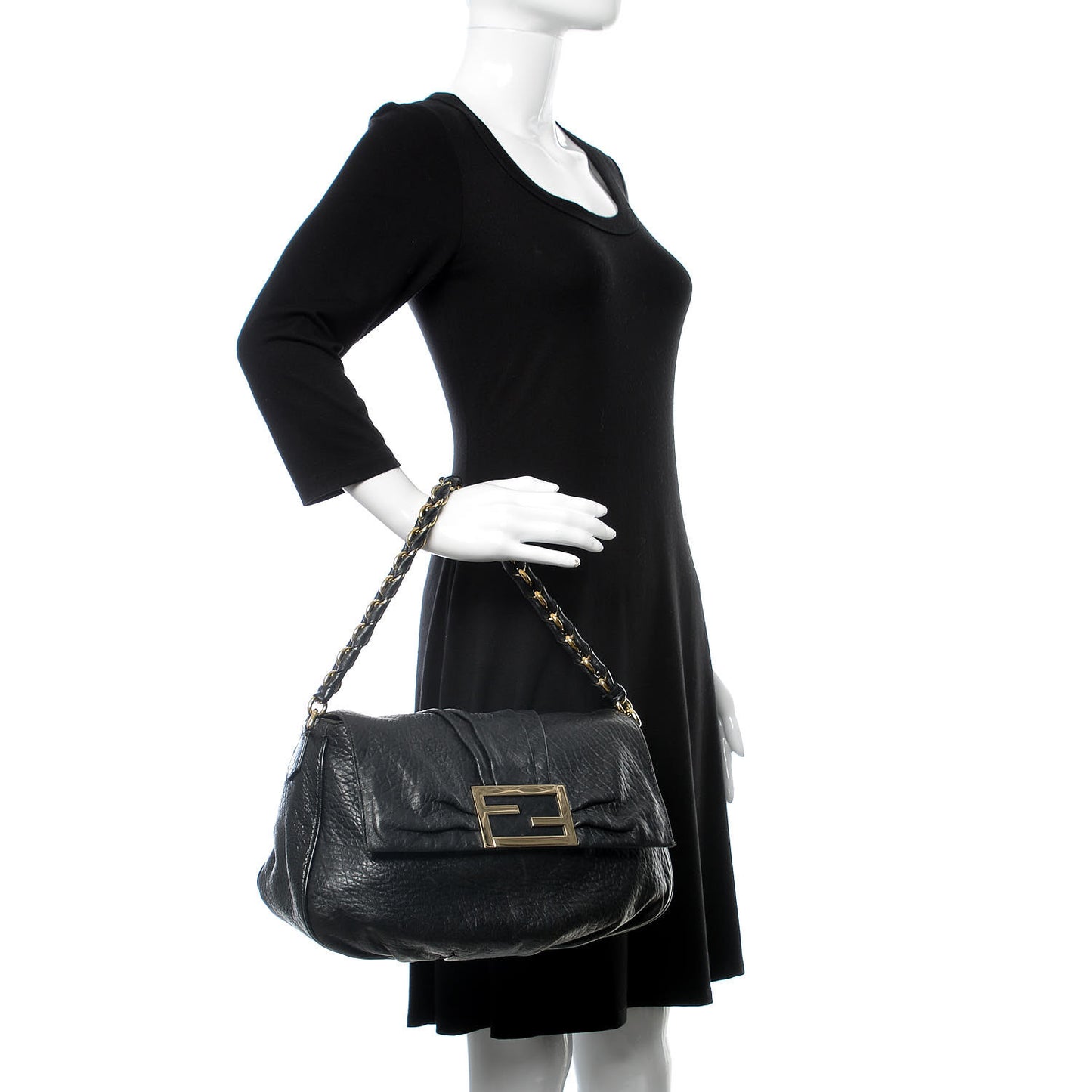 Crinkled Lambskin Mia Shoulder Flap Black