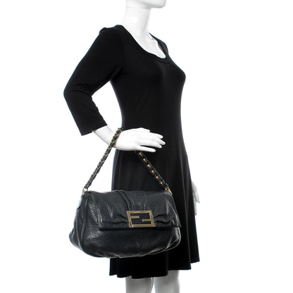 Fendi Crinkled Lambskin Mia Shoulder Flap Black 2 of 16