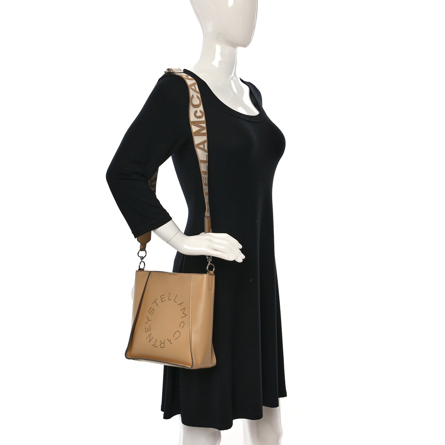 Stella McCartney Eco Alter Nappa Perforated Logo Mini Crossbody Natural 2 of 9