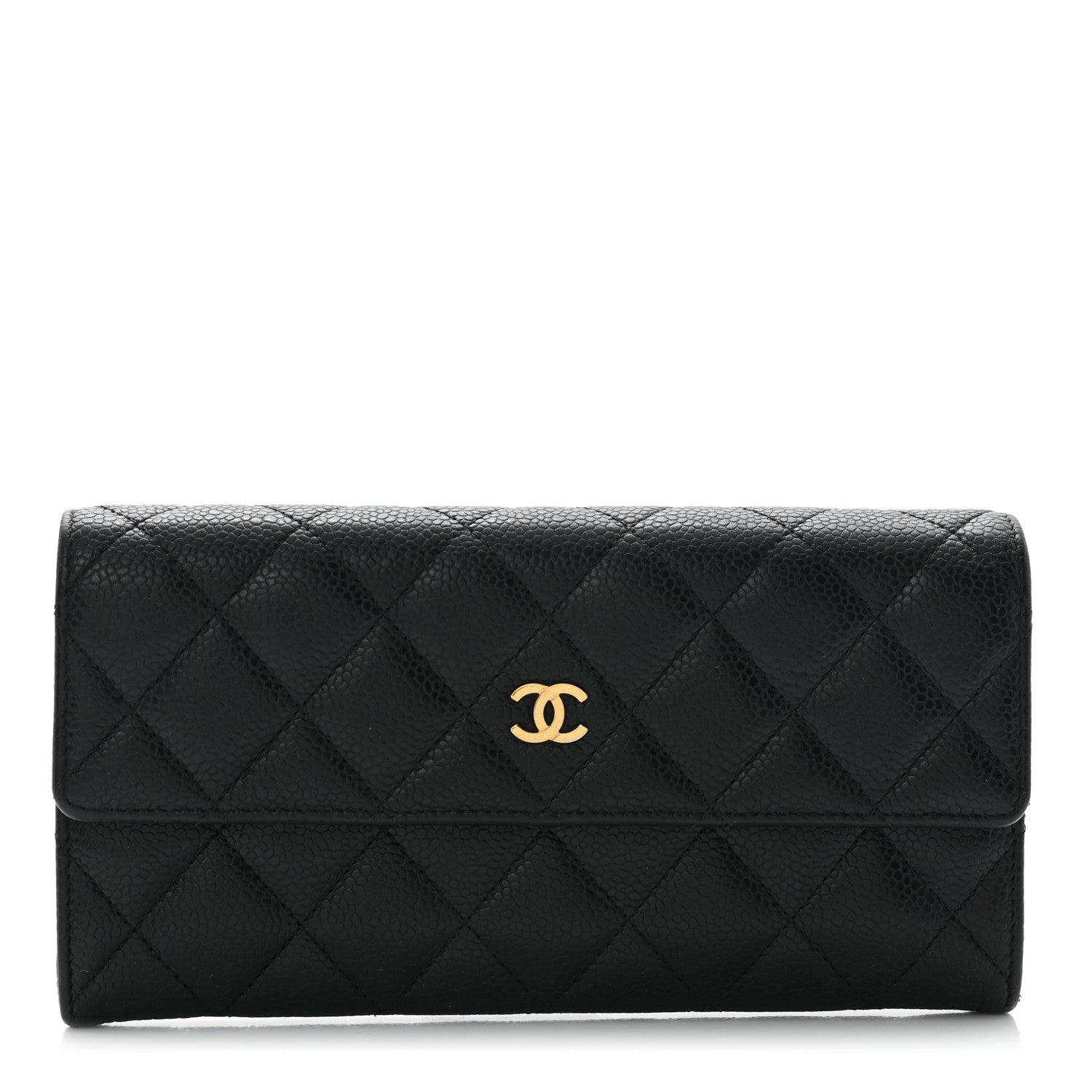 Chanel Caviar Quilted Large Gusset Flap Wallet Black 1 of 10