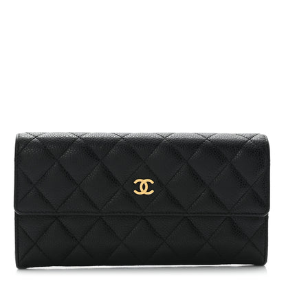 Chanel Caviar Quilted Large Gusset Flap Wallet Black 1 of 10