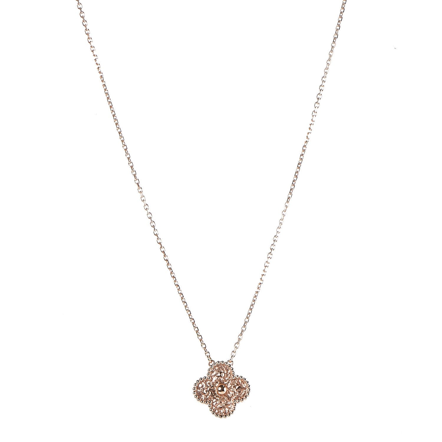 Van Cleef & Arpels 18K Rose Gold Vintage Alhambra Pendant Necklace 1 of 5