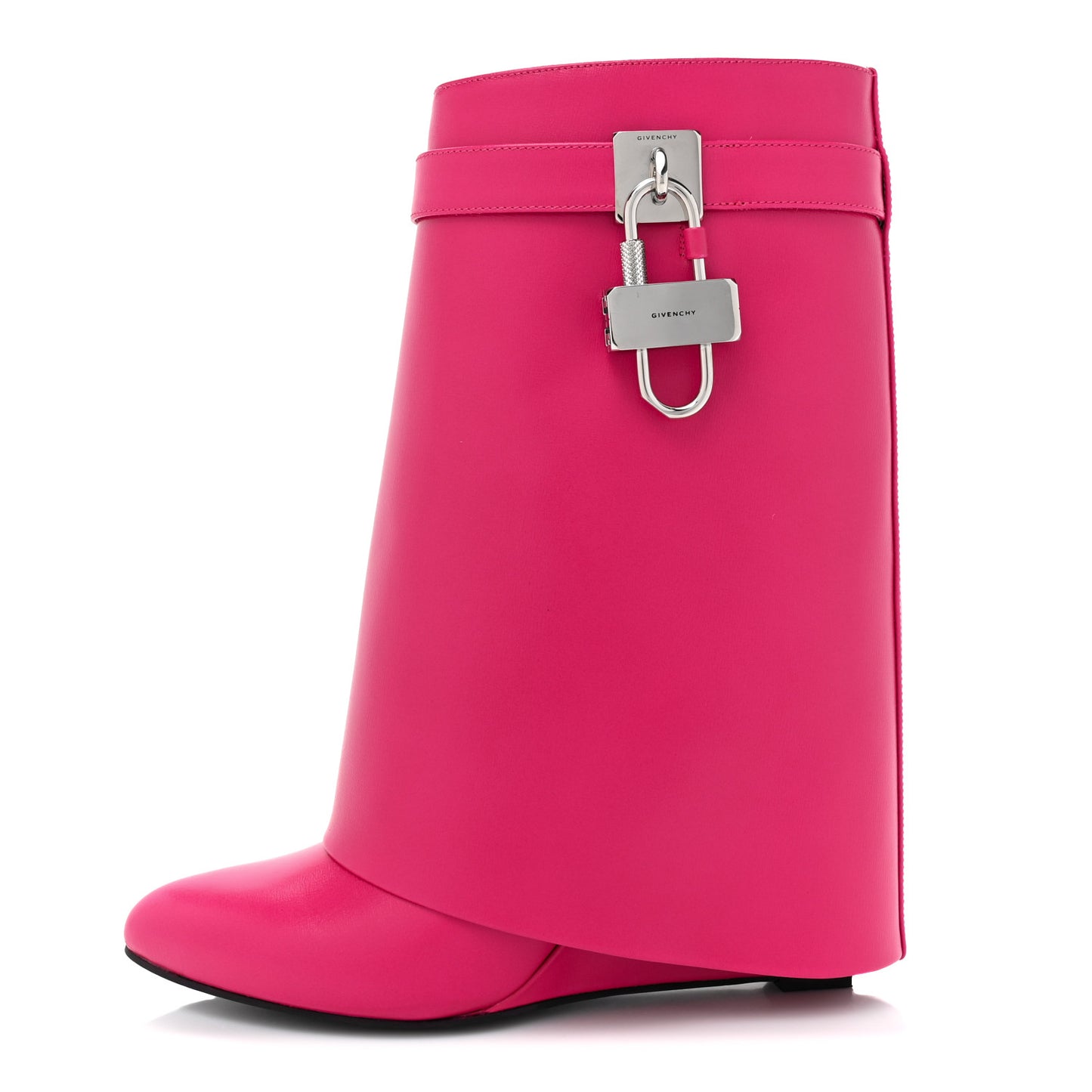 Calfskin Shark Lock Ankle Boots 39.5 Neon Pink