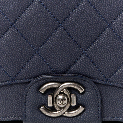 Chanel Washed Caviar Quilted Small Square Turn Around Ligne Flap Navy 9 of 12