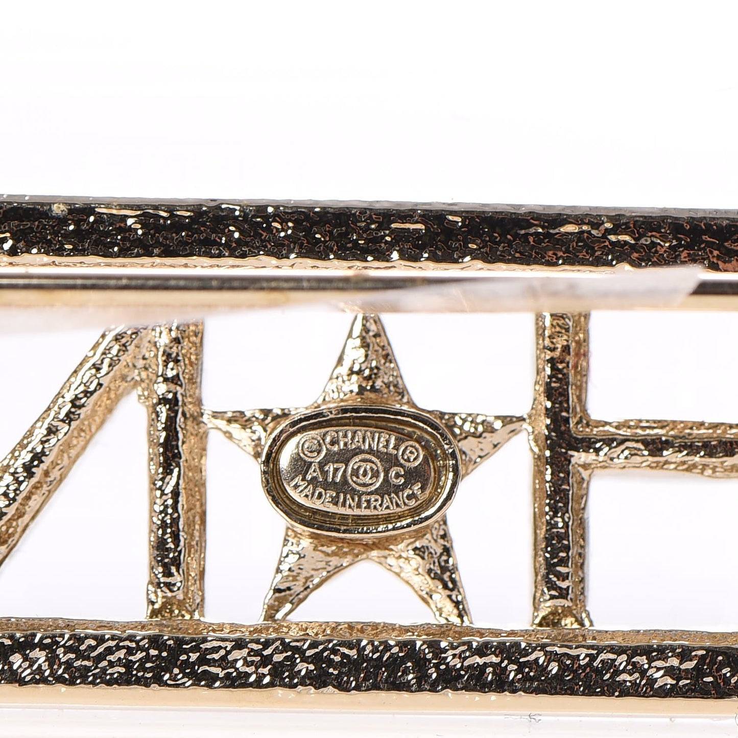 Baguette Crystal Star Logo Brooch Gold