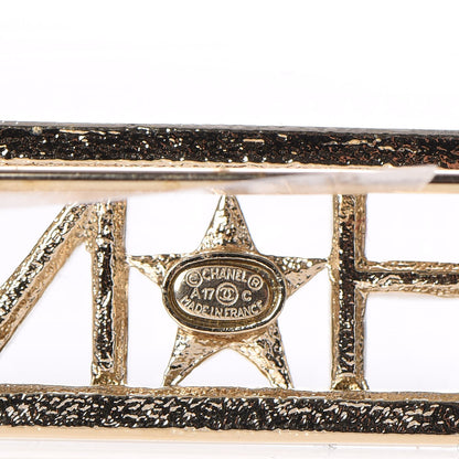 Chanel Baguette Crystal Star Logo Brooch Gold 4 of 5