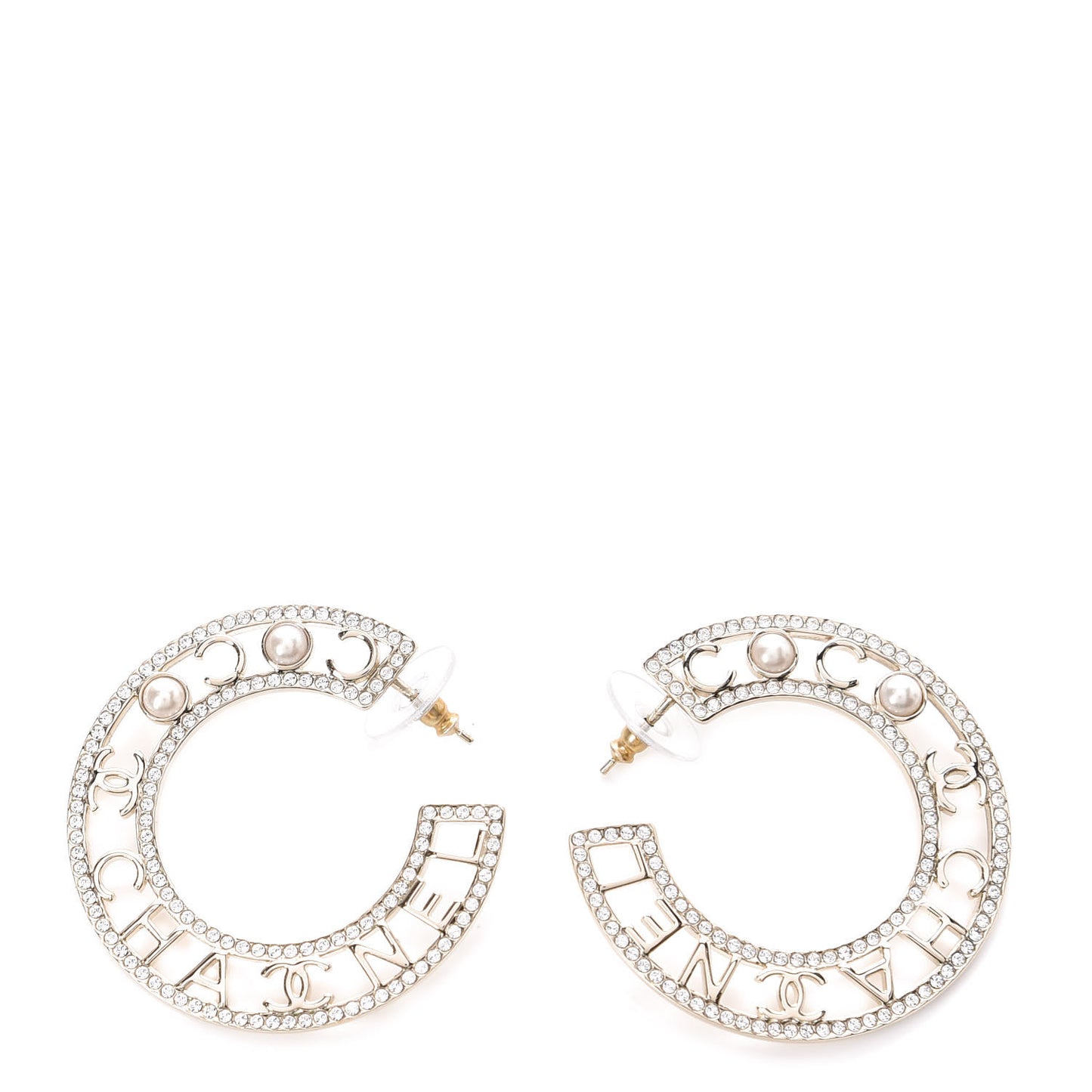Crystal Pearl Bow-tiful CC Hoop Earrings Gold
