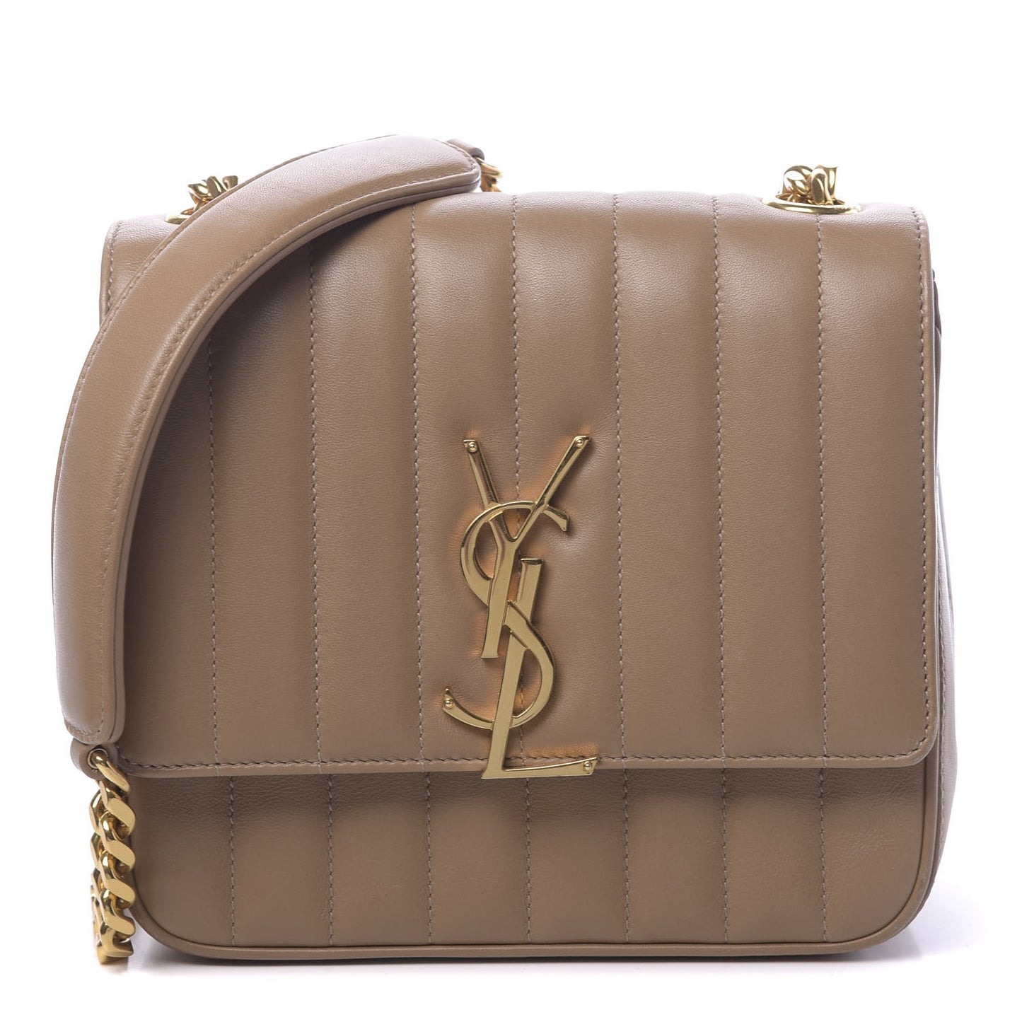 Lambskin Matelasse Monogram Medium Vicky Chain Bag Brown