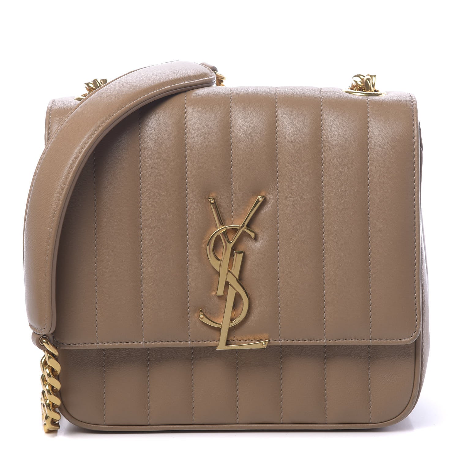 Saint Laurent Lambskin Matelasse Monogram Medium Vicky Chain Bag Brown 1 of 10